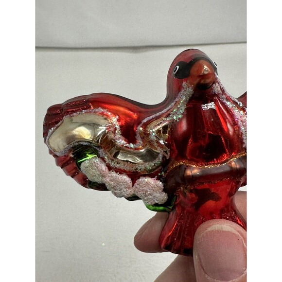 2 Old World Christmas 2006 Red  Cardinal Glass Ornaments Christmas Flying - Picture 15 of 15